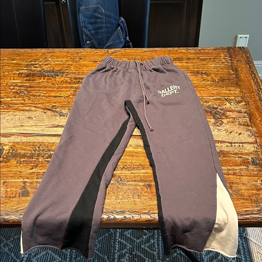 Gallery Dept Mauve Sweatpants with Black Side Panel and Cream Cuff